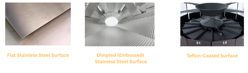 Flat vs dimpled stainless steel surface comparison