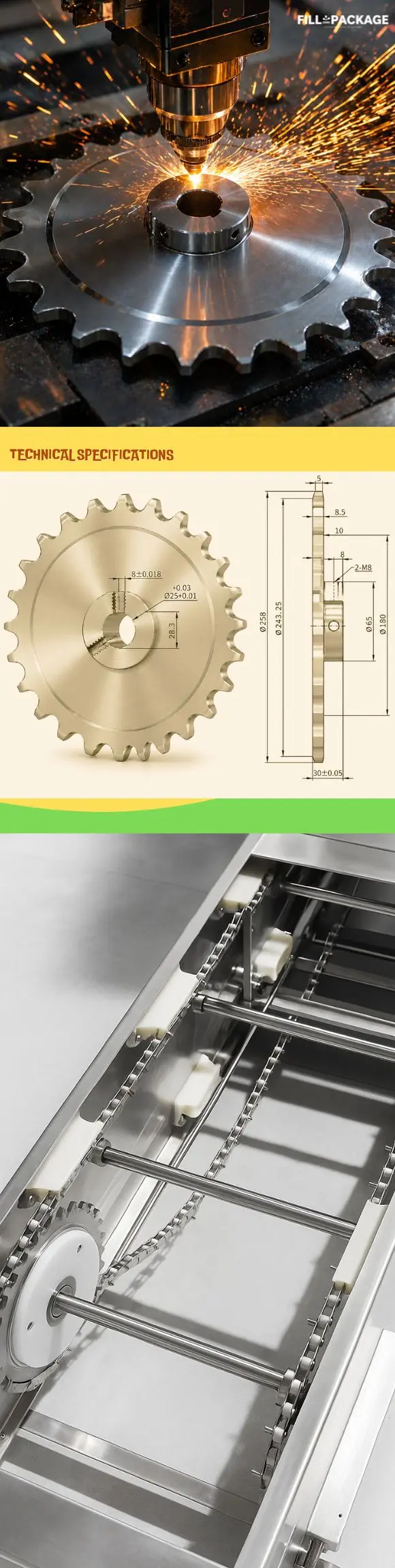 Bucket elevator sprocket-Technical Specifications