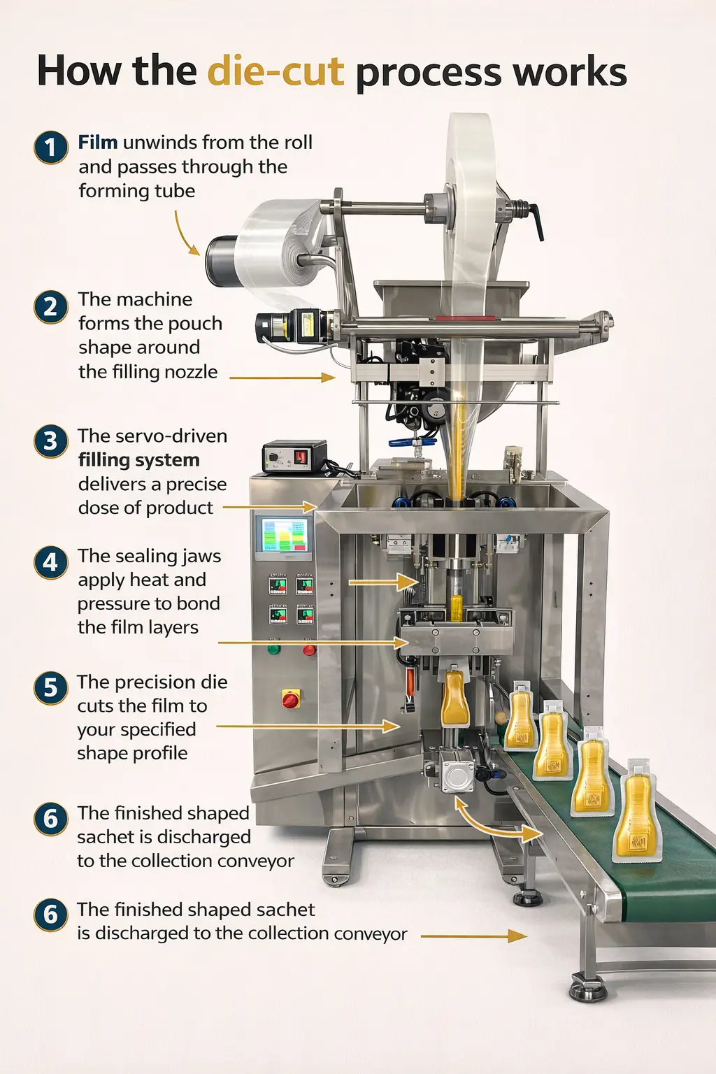 How the sachet package machine process works