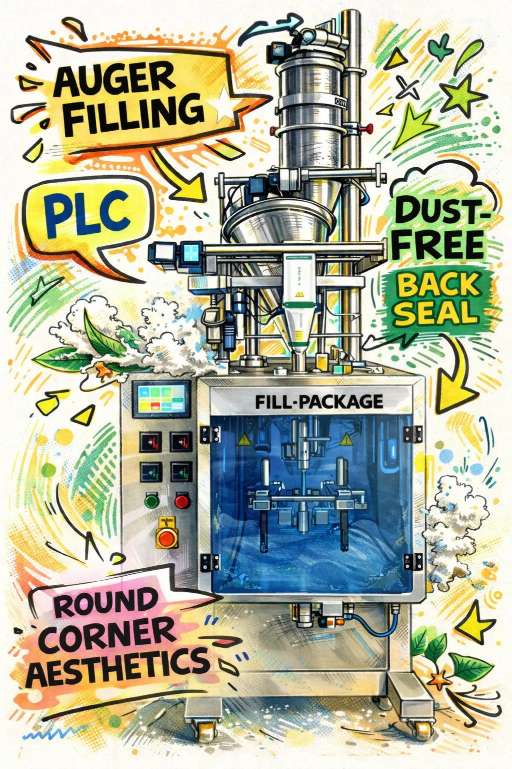 Powder Sachet Machine -Easy clean