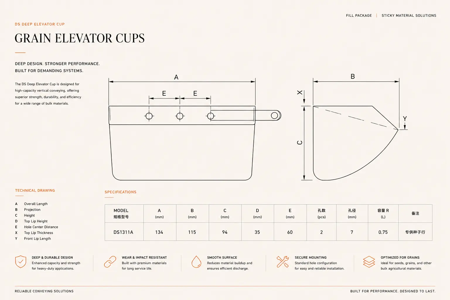 grain elevator cups. elevator cups · DS1311A